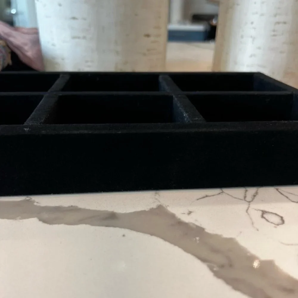 Black Felt Jewelry Organizer, 6 Compartments, Drawer Organizer